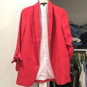 Express Tie Sleeve Boyfriend Blazer, Guava Pink, S